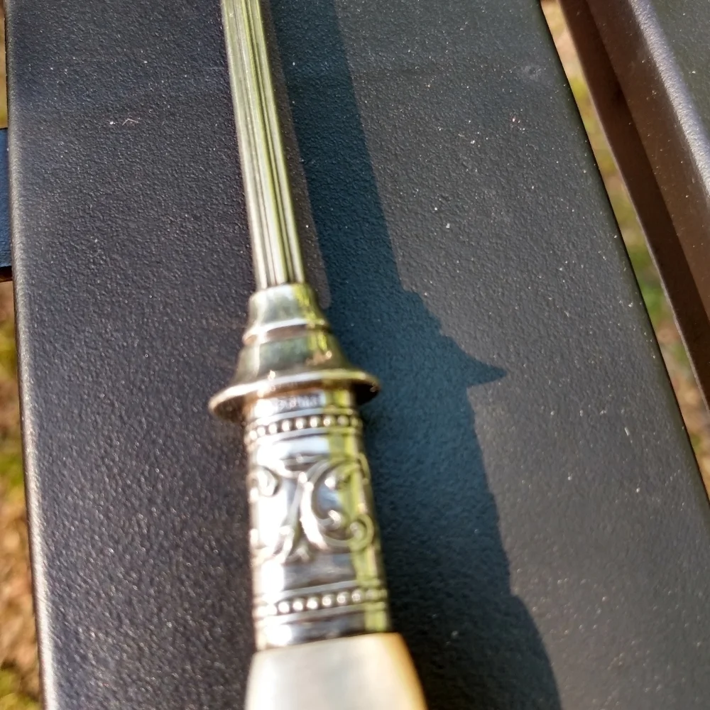 Antique Sterling & Mother of Pearl Handel Serving Forks